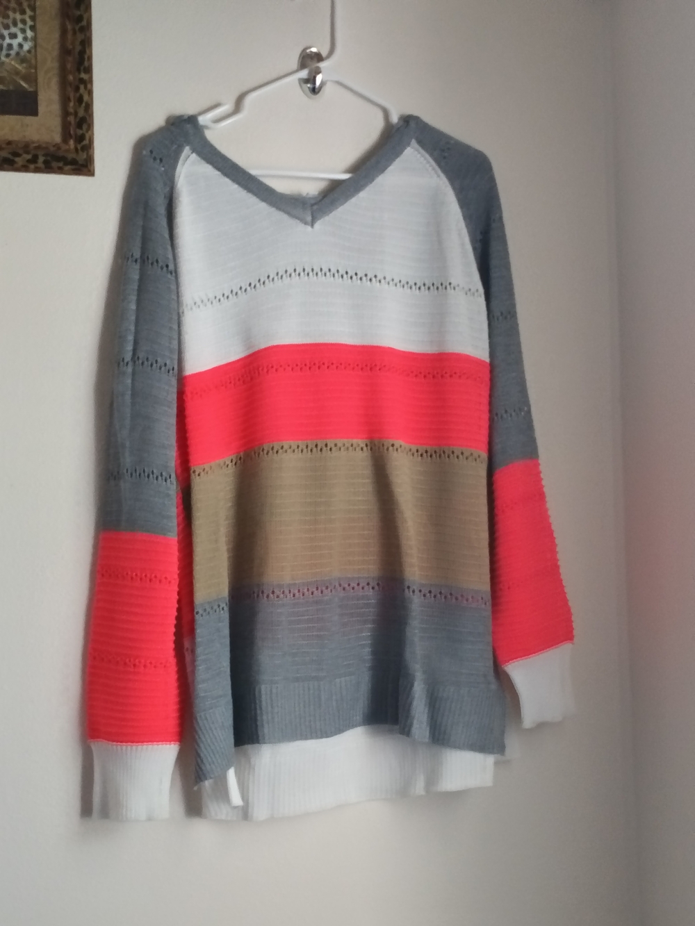 Unbranded Sweater Women 2X Multi-colors V-Neck Hoodies Fall Versatile Layering